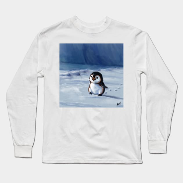 baby penguin walking Long Sleeve T-Shirt by Artofokan
